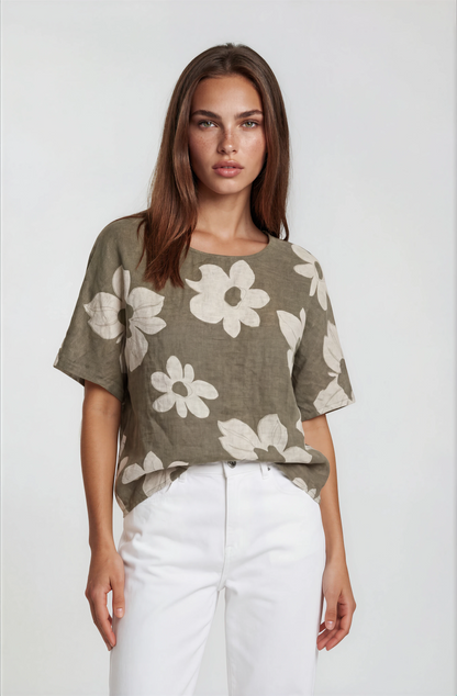 LINEN FLORAL PRINT TOP
