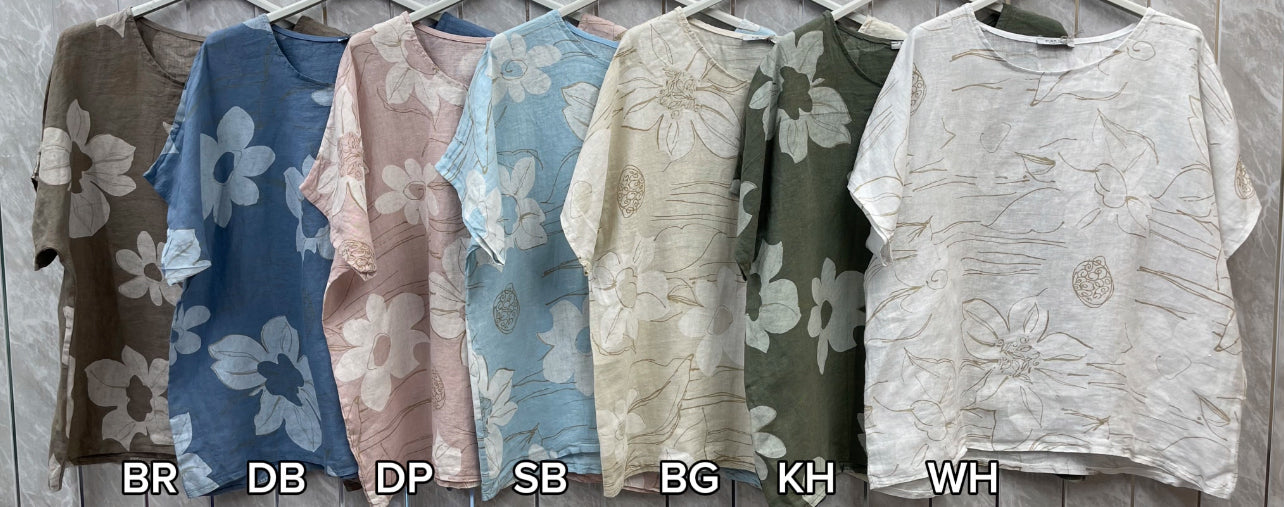 LINEN FLORAL PRINT TOP