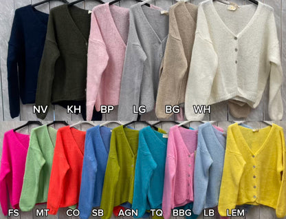 MOHAIR BUTTON THROUGH CARDIGAN