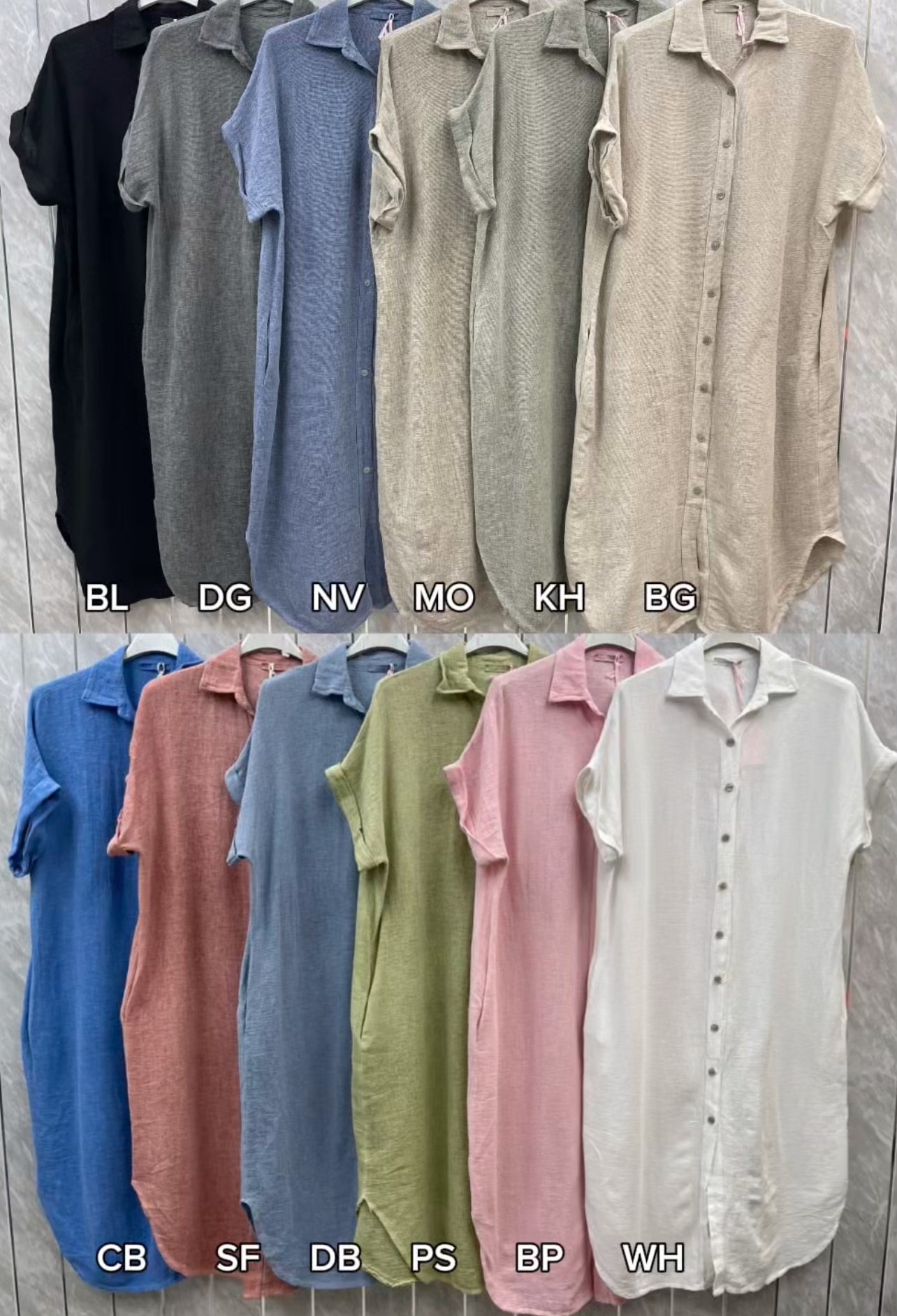 WASHED LINEN BUTTON THROUGH DRESS