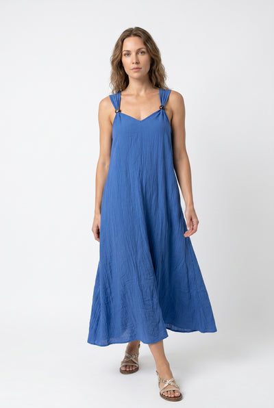 CRINKLE SLEEVELESS BEAD DRESS
