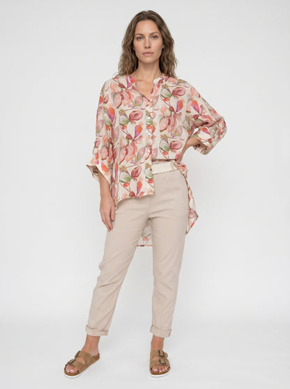 PRINTED 1/2 SLEEVE BUTTON DETAIL BLOUSE [PK-8]