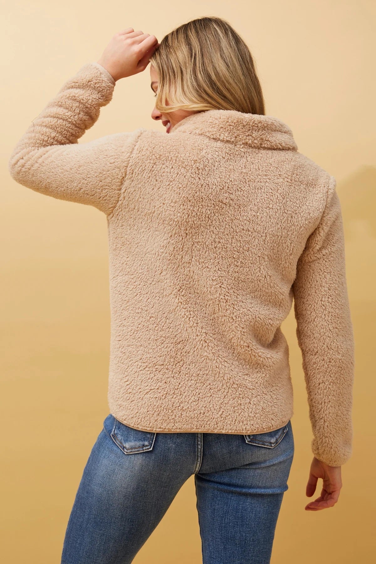 FAUX FUR HIGH NECK ZIP FRONT JACKET [8]