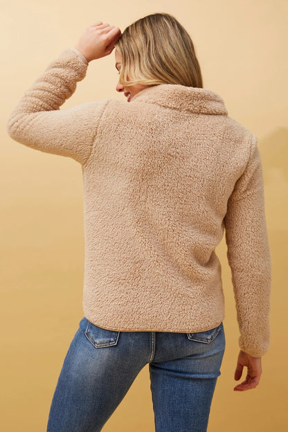 FAUX FUR HIGH NECK ZIP FRONT JACKET [8]