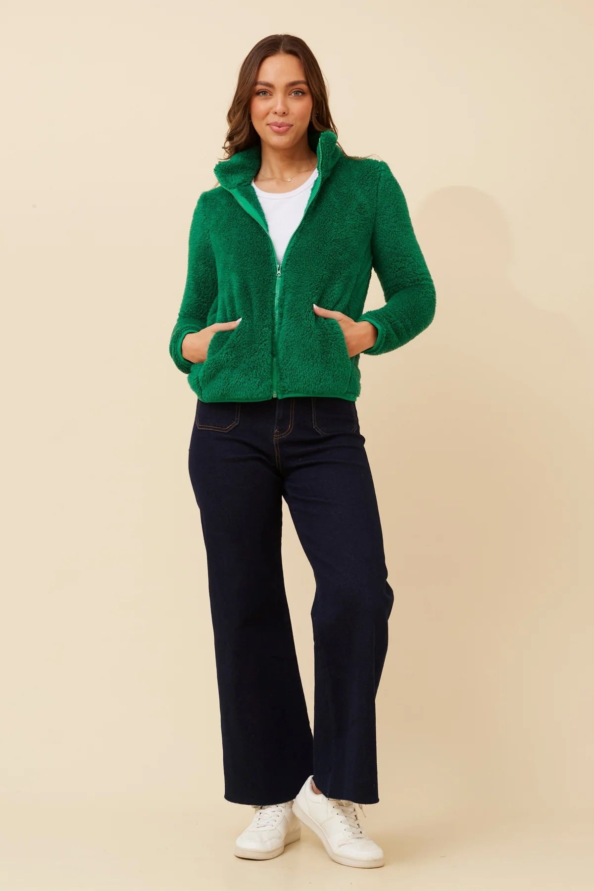 FAUX FUR HIGH NECK ZIP FRONT JACKET [8]