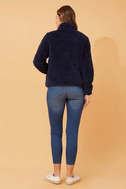 FAUX FUR HIGH NECK ZIP FRONT JACKET [8]