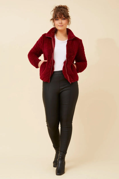 FAUX FUR HIGH NECK ZIP FRONT JACKET [8]