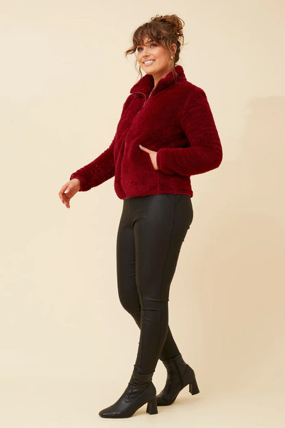 FAUX FUR HIGH NECK ZIP FRONT JACKET [8]