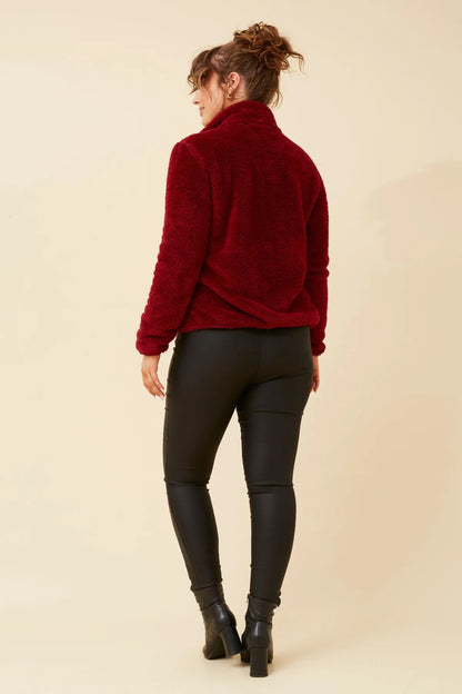 FAUX FUR HIGH NECK ZIP FRONT JACKET [8]