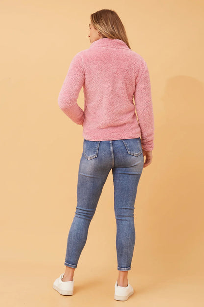 FAUX FUR HIGH NECK ZIP FRONT JACKET [8]