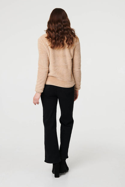 FAUX FUR HIGH NECK ZIP FRONT JACKET [8]