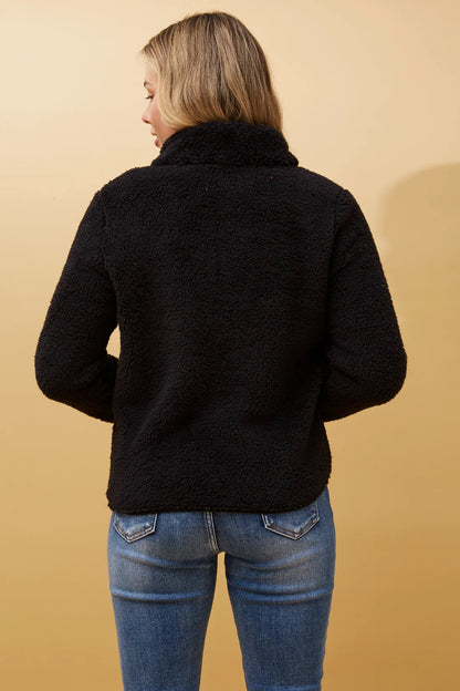 FAUX FUR HIGH NECK ZIP FRONT JACKET [8]