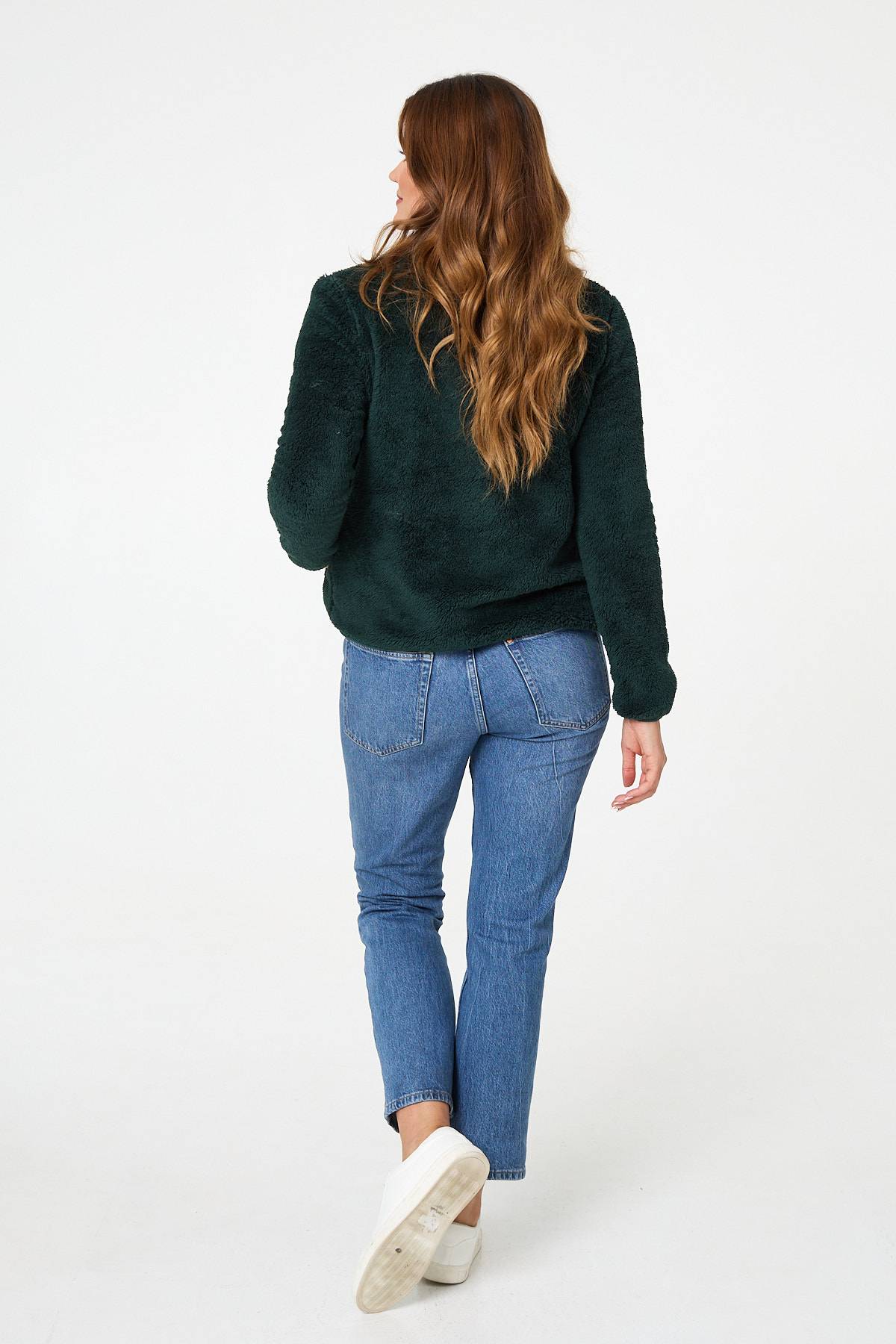 FAUX FUR HIGH NECK ZIP FRONT JACKET [8]