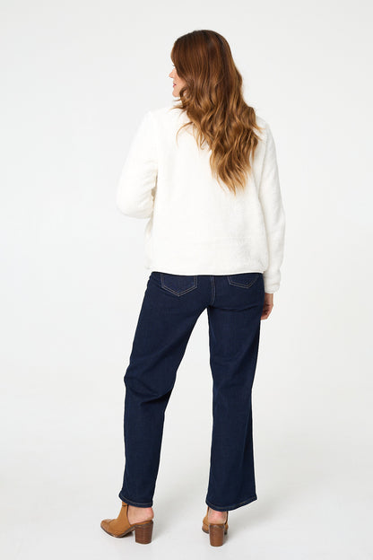 FAUX FUR HIGH NECK ZIP FRONT JACKET [8]