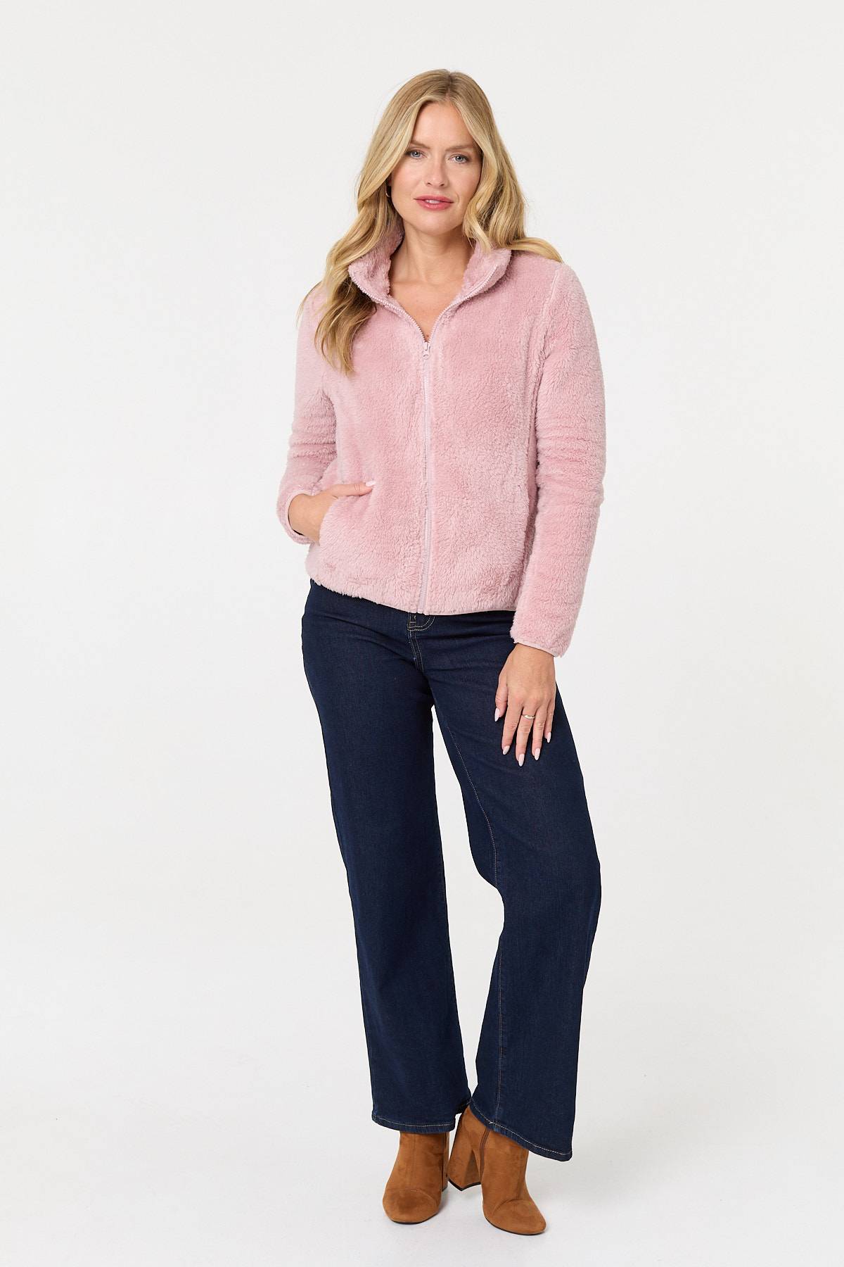 FAUX FUR HIGH NECK ZIP FRONT JACKET [8]