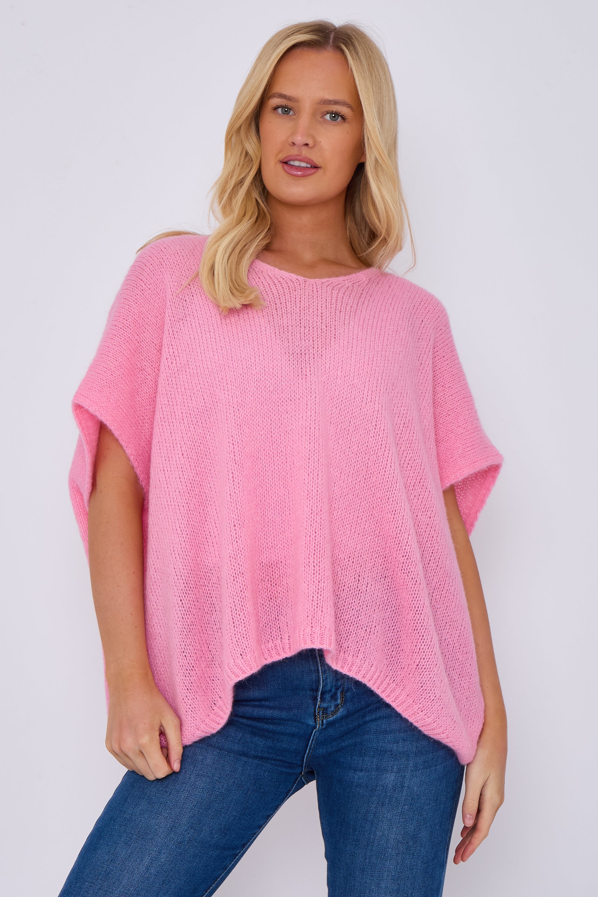 V-NECK SHORT SLEEVE MOHAIR JUMPER - G7 Clothing