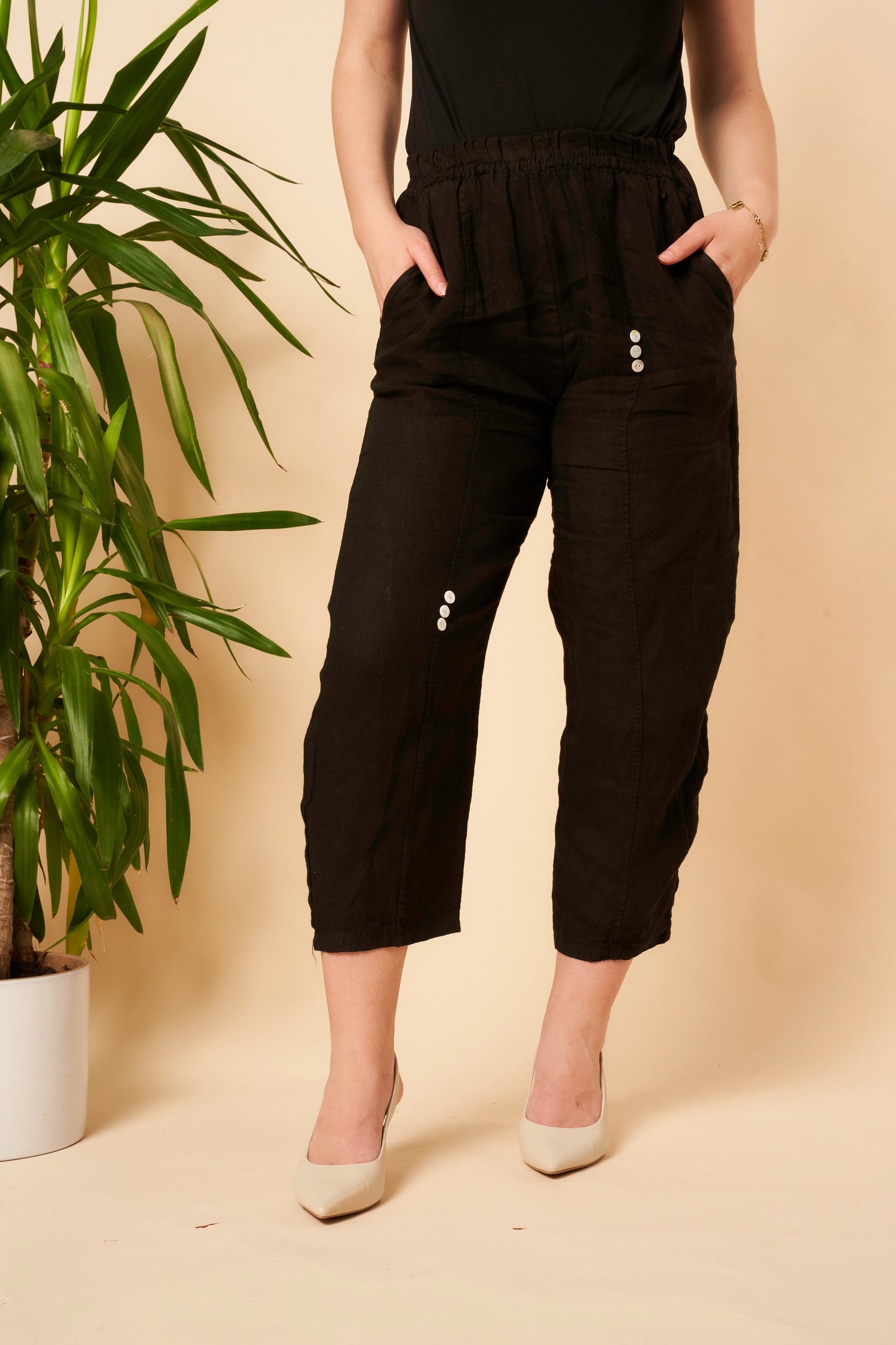 SIX BUTTON LINEN TROUSERS