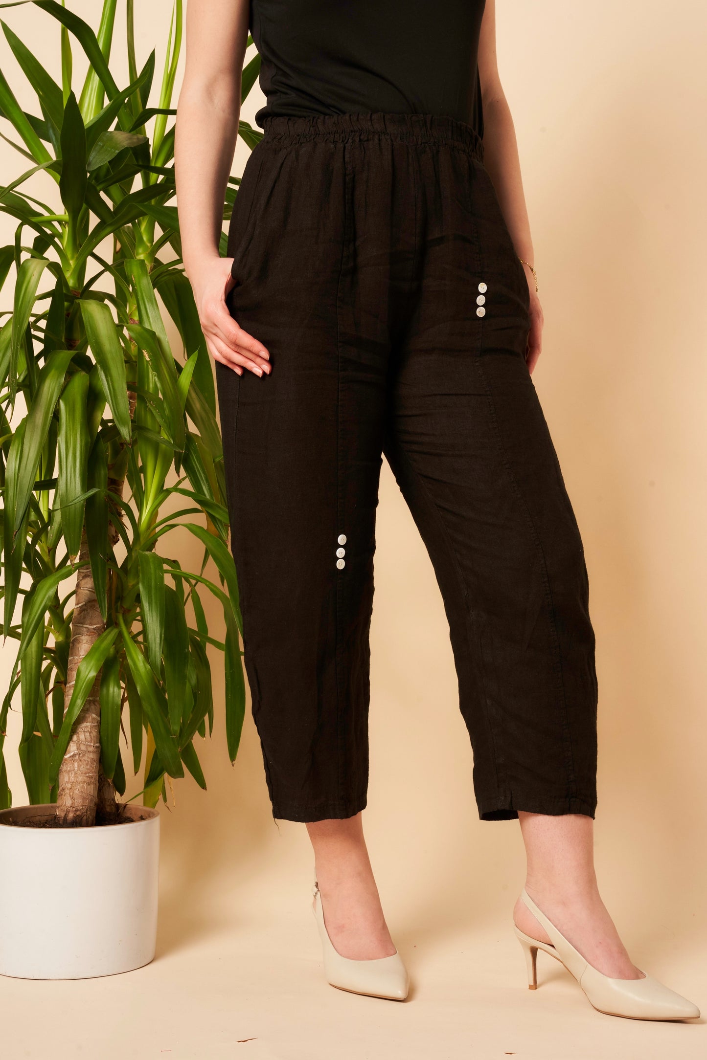 SIX BUTTON LINEN TROUSERS