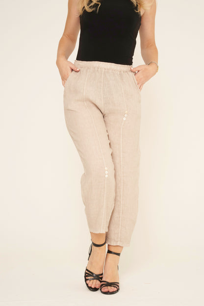 SIX BUTTON LINEN TROUSERS
