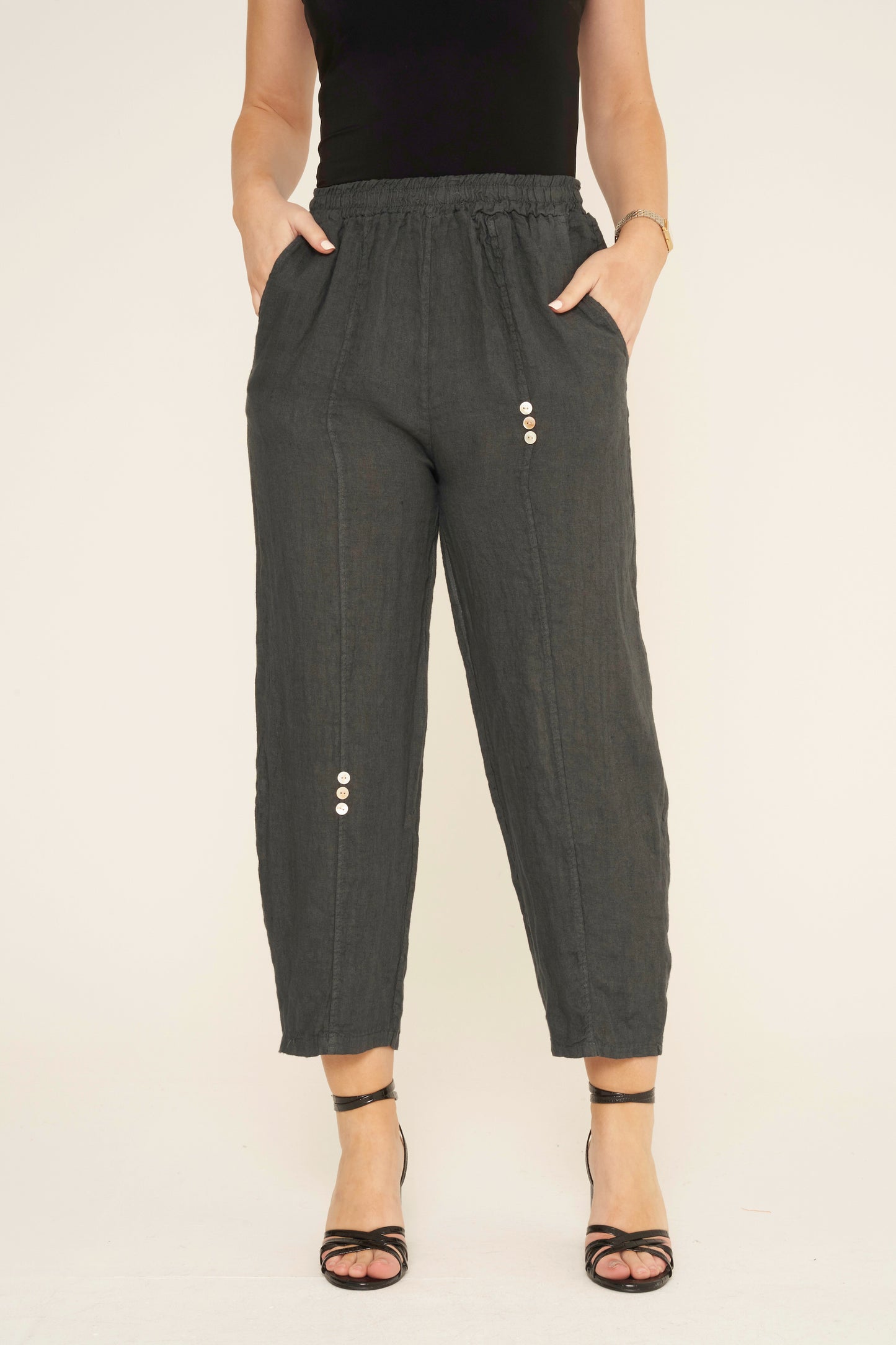 SIX BUTTON LINEN TROUSERS