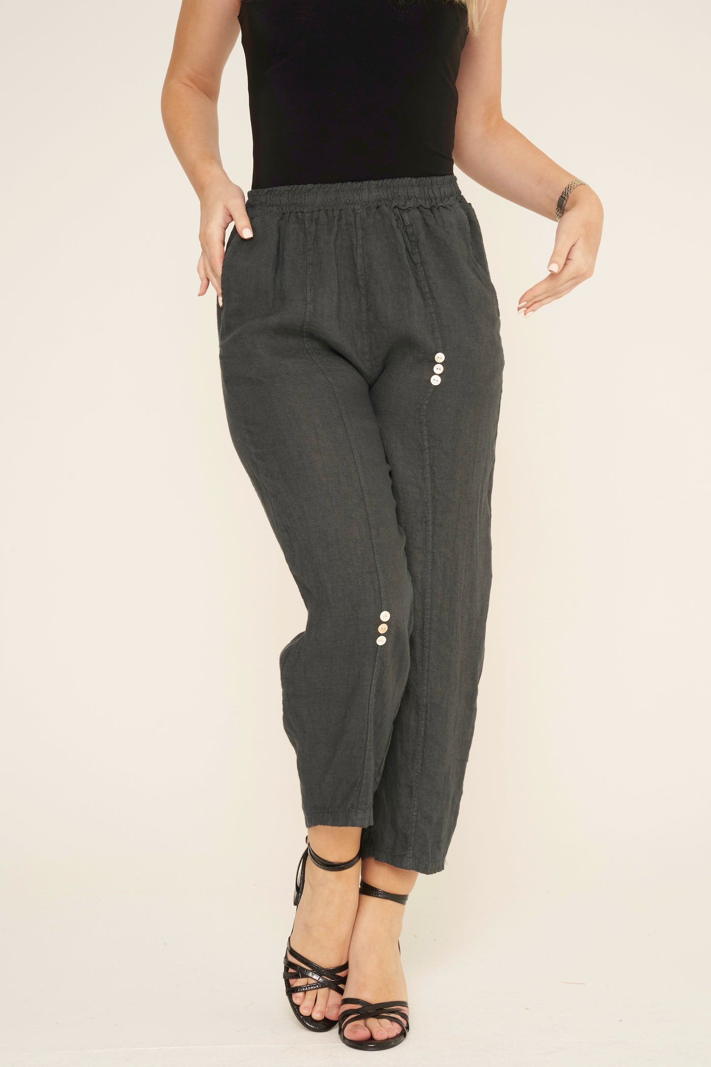 SIX BUTTON LINEN TROUSERS