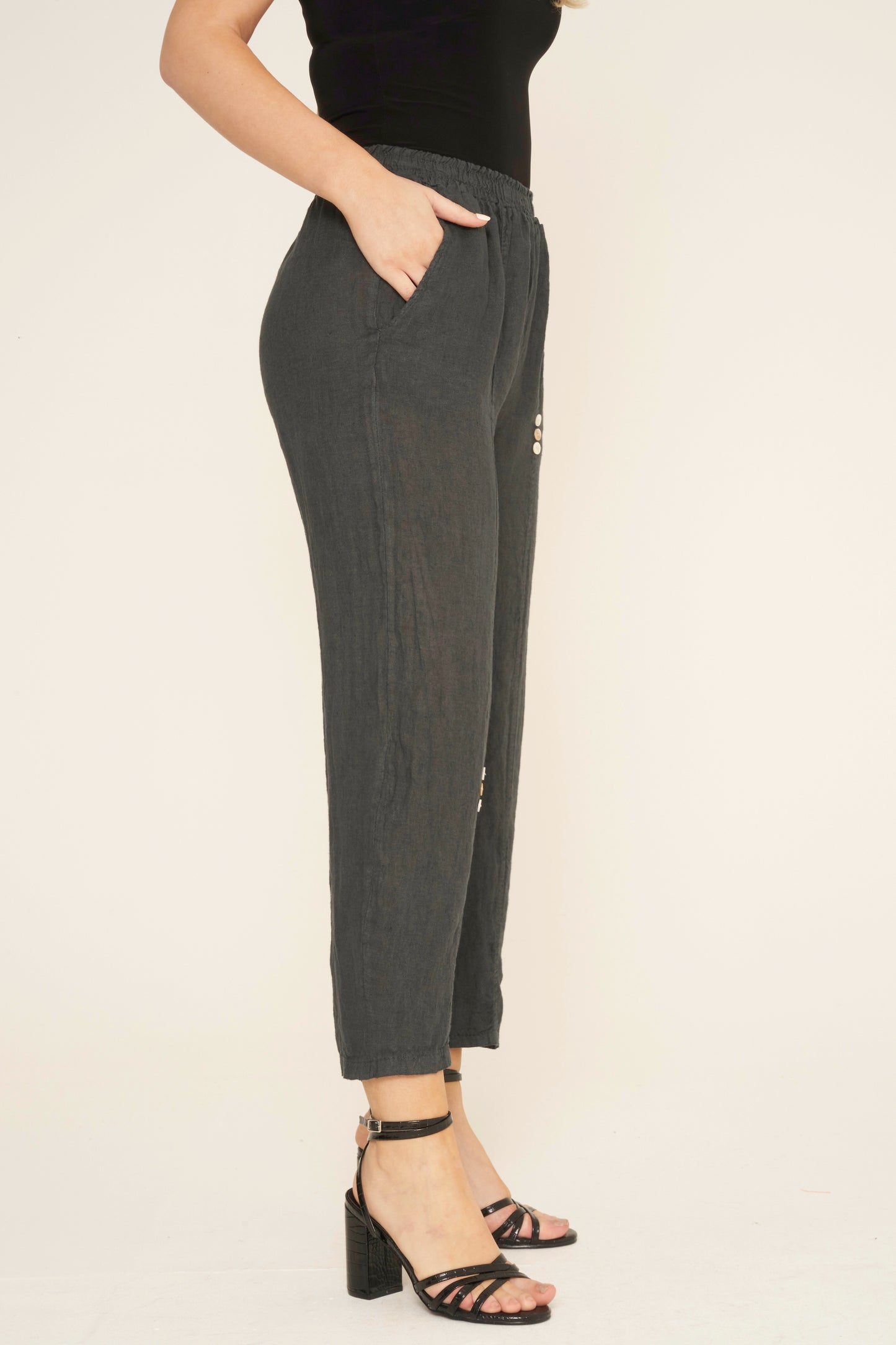 SIX BUTTON LINEN TROUSERS