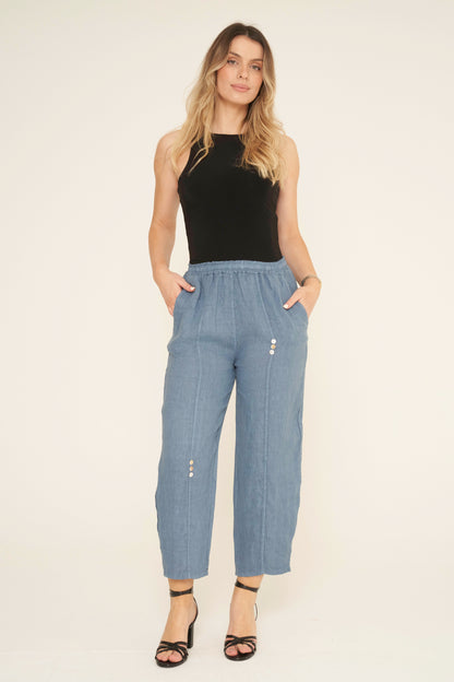 SIX BUTTON LINEN TROUSERS