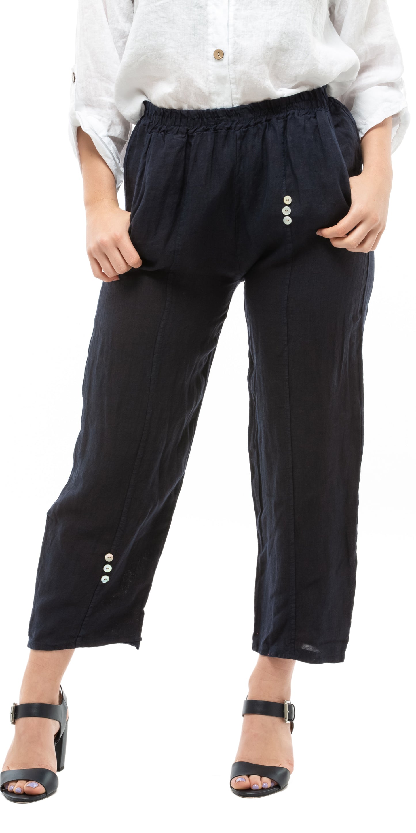 SIX BUTTON LINEN TROUSERS