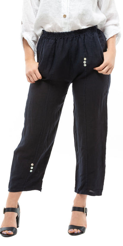 SIX BUTTON LINEN TROUSERS