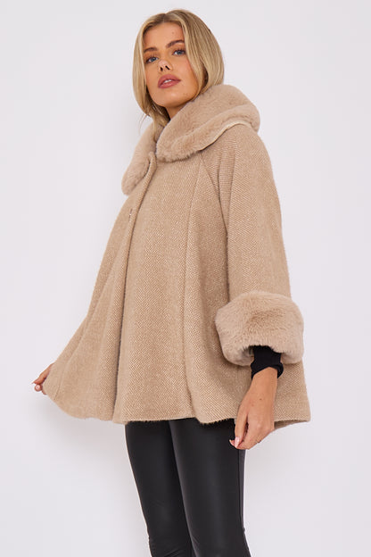 COLLAR FAUX FUR COAT