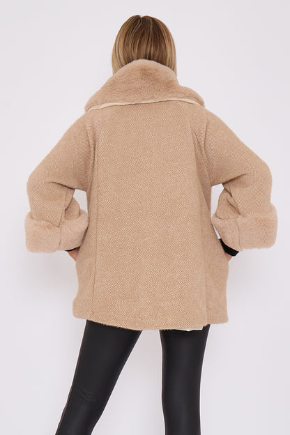 COLLAR FAUX FUR COAT