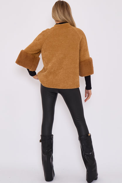 FAUX FUR SLEEVE JACKET