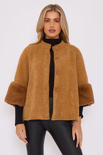 FAUX FUR SLEEVE JACKET