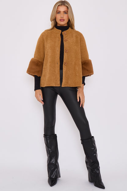 FAUX FUR SLEEVE JACKET