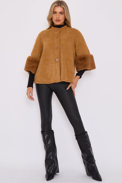 FAUX FUR SLEEVE JACKET