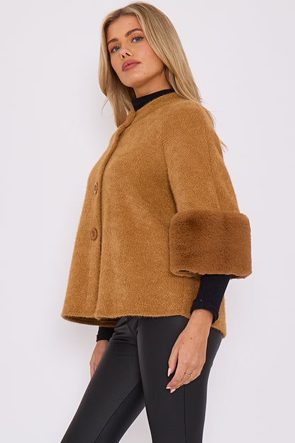 FAUX FUR SLEEVE JACKET