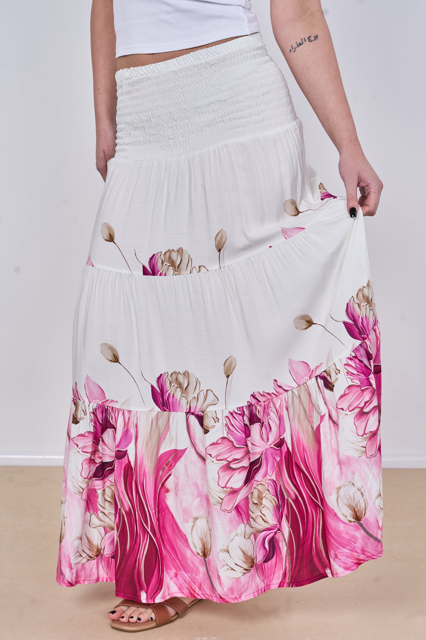 FLORAL PRINT TIERED SKIRT