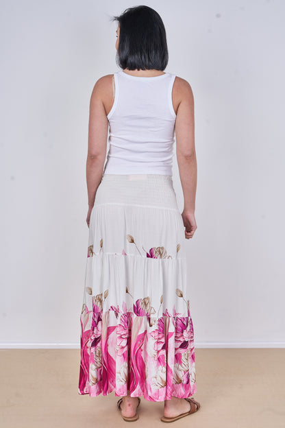 FLORAL PRINT TIERED SKIRT