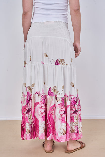 FLORAL PRINT TIERED SKIRT