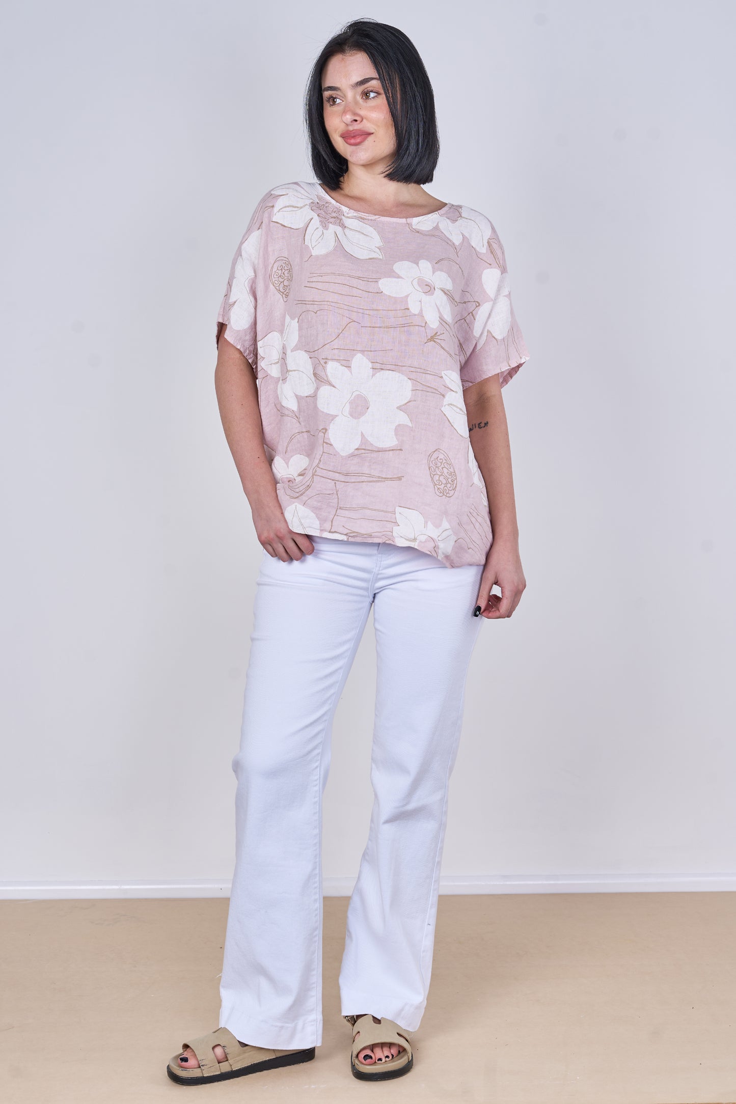 LINEN FLORAL PRINT TOP