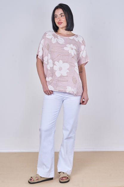 LINEN FLORAL PRINT TOP
