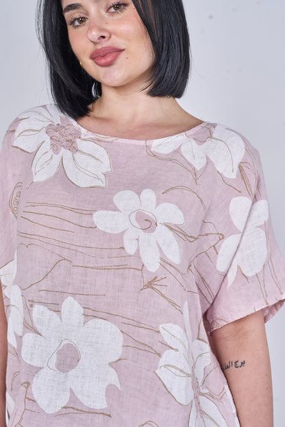 LINEN FLORAL PRINT TOP