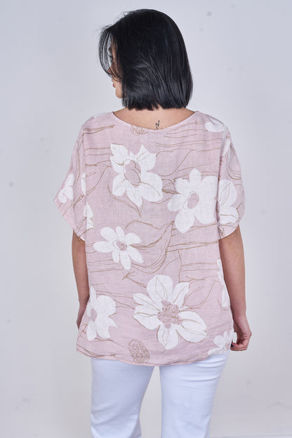 LINEN FLORAL PRINT TOP