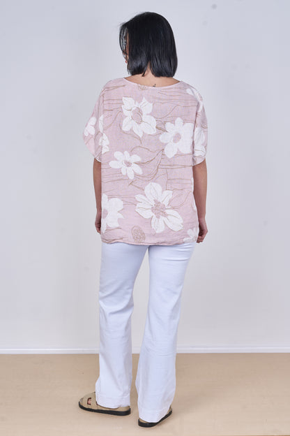 LINEN FLORAL PRINT TOP