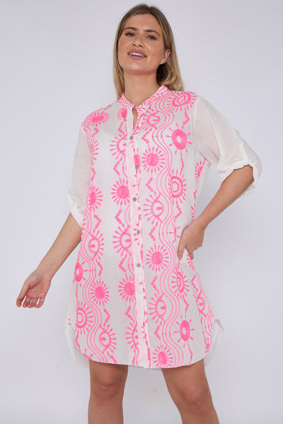 SCRIBBLE PRINT COTTON TUNIC SHIRT