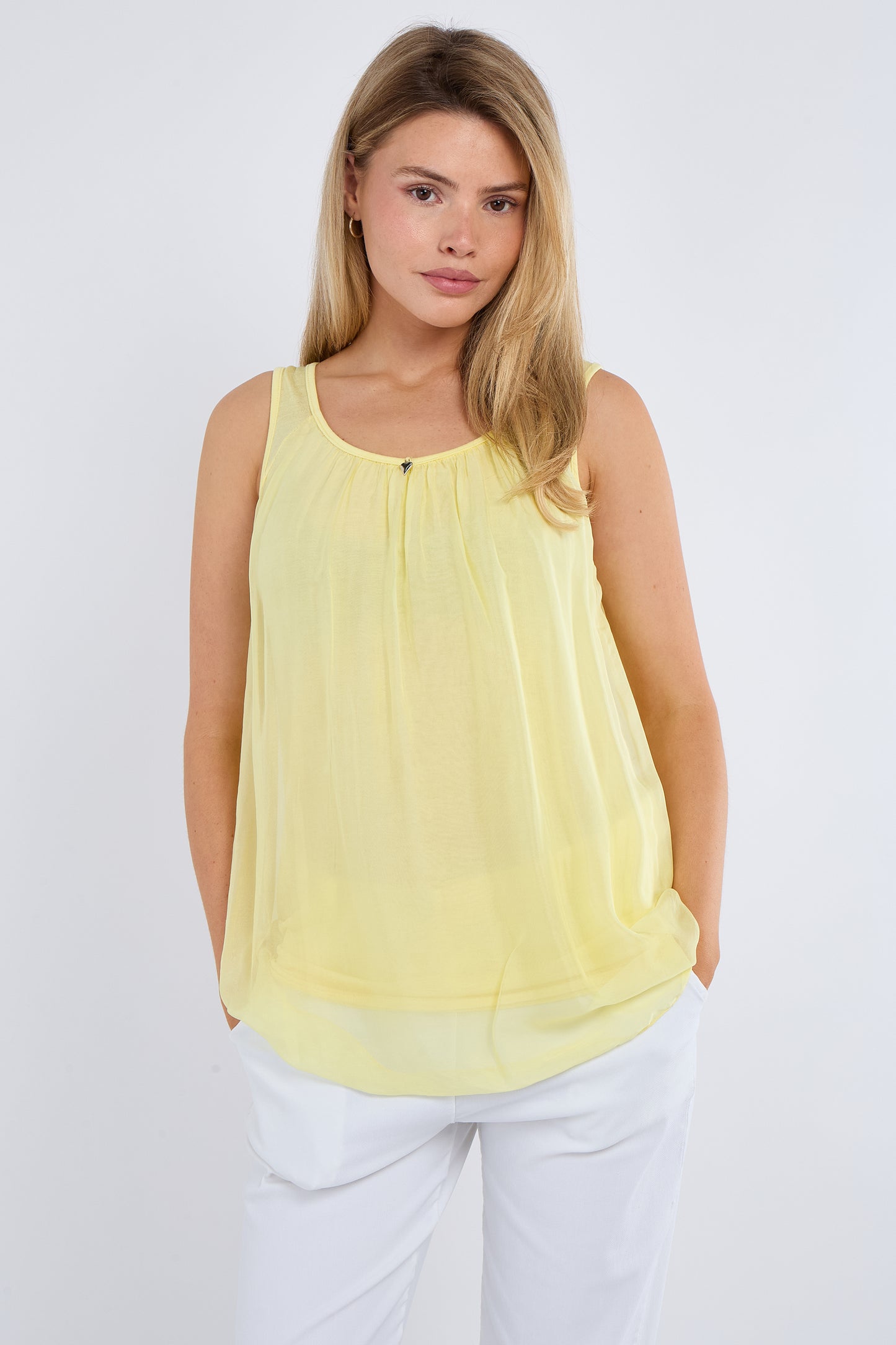 SILK LINED VEST WITH HEART PENDANT