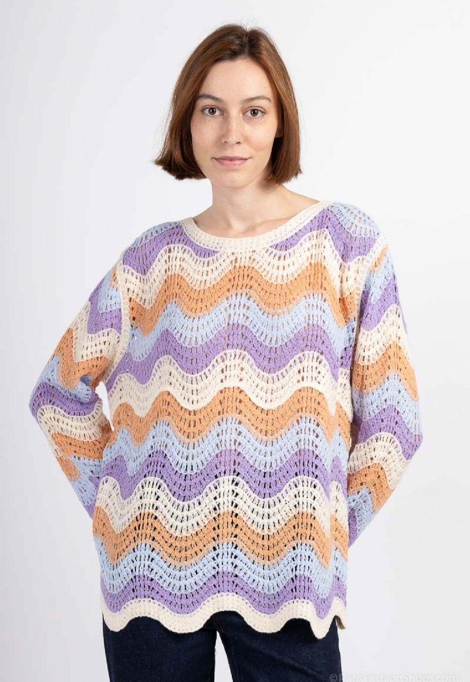 MULTICOLOUR WAVE CROCHET TOP