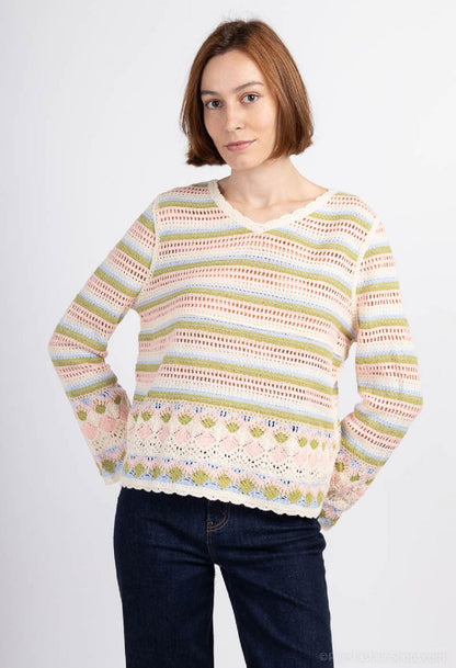 MULTI COLOURED LONG SLEEVE CROCHET TOP