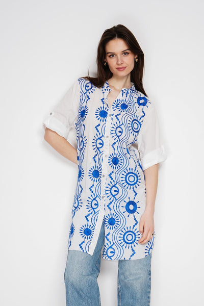 SCRIBBLE PRINT COTTON TUNIC SHIRT