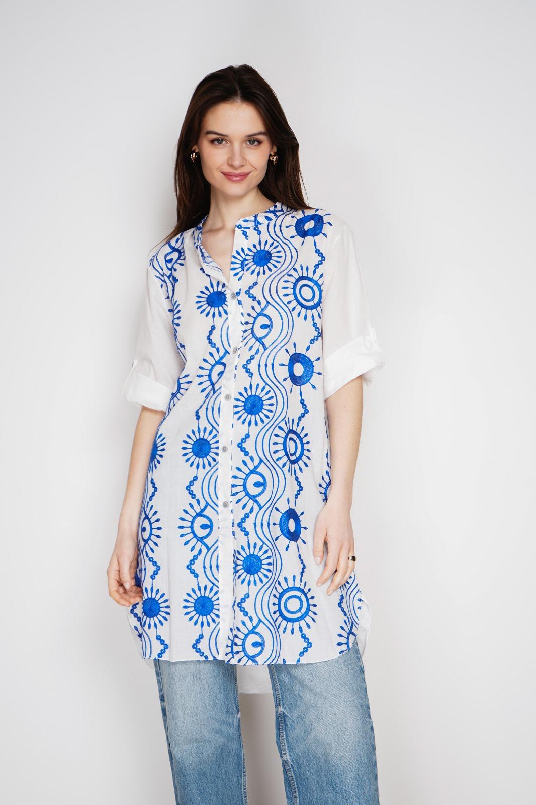 SCRIBBLE PRINT COTTON TUNIC SHIRT